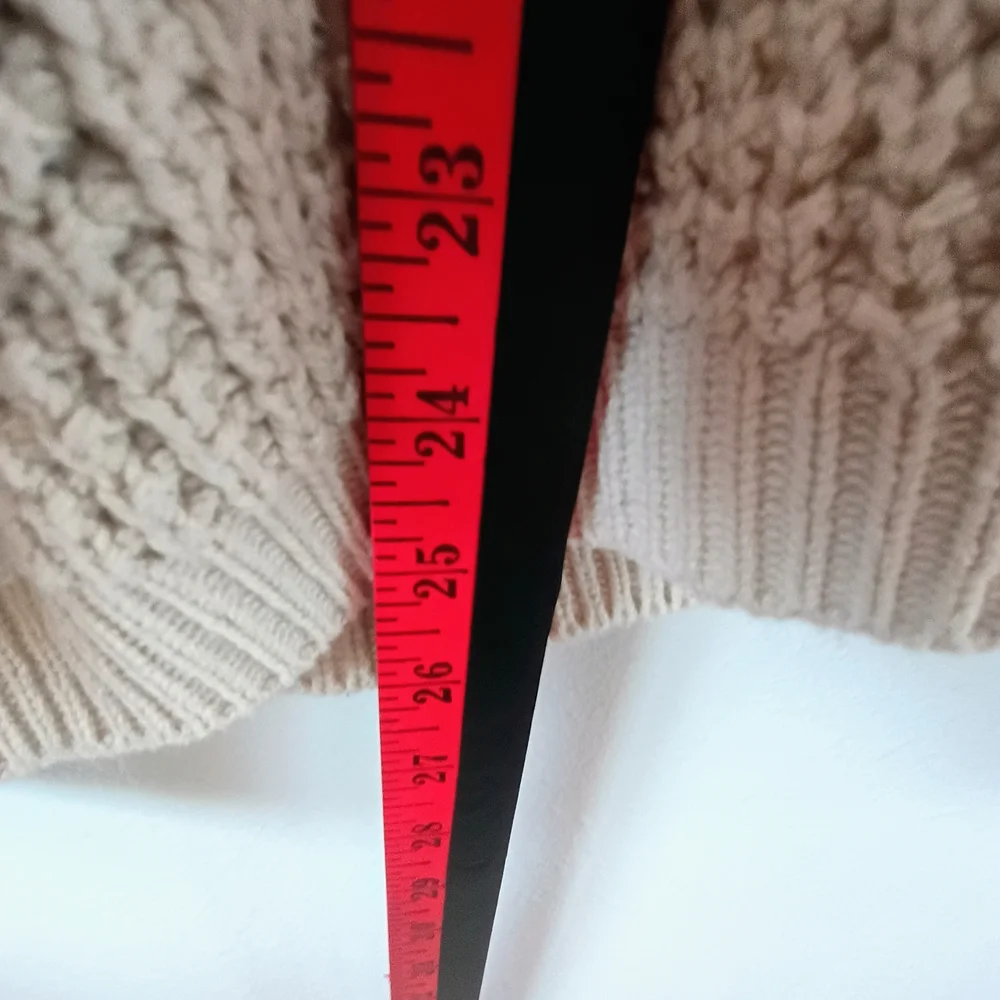 ANA A New Approach Chunky Knit Cardigan Beige Cable Button Front Cozy Oversize - Picture 8 of 10